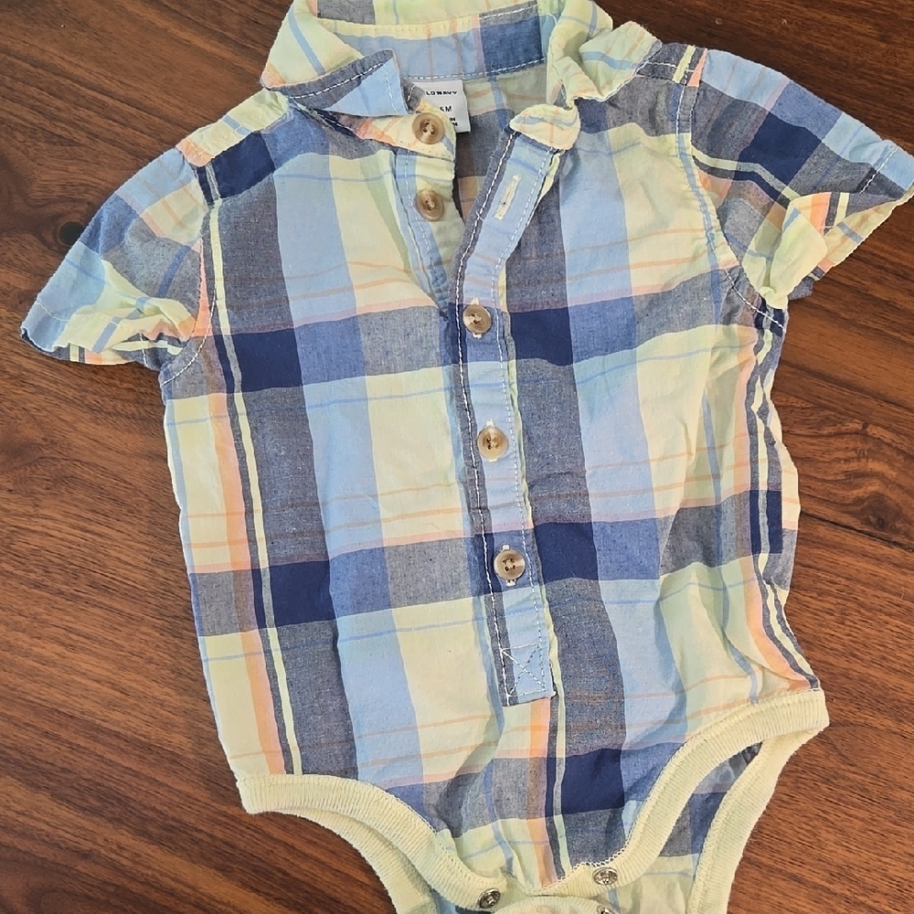 Old Navy Kids Plaid Polo - Blue, Yellow, Orange